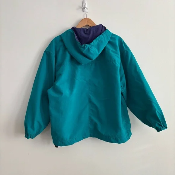 Vintage 90s Teal Hooded Pullover Windbreaker - Picture 9 of 14